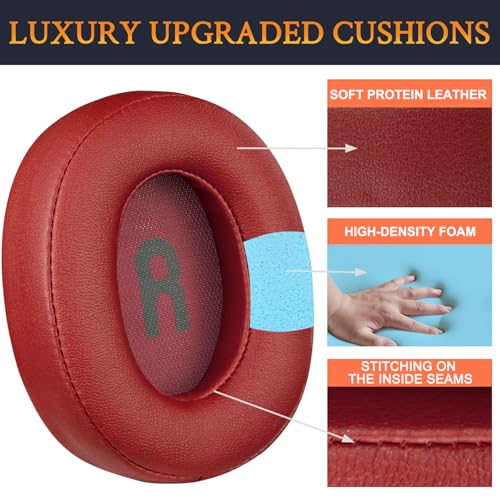 Image of SOULWIT Earpads Replacement for JBL Tune 700(700BT) /710(710BT) /720(720BT) /750(750BT,750BTNC) /760(760NC) /770(770NC) Headphones, Ear Pads Cushions with Softer Noise Isolation Foam (Red)