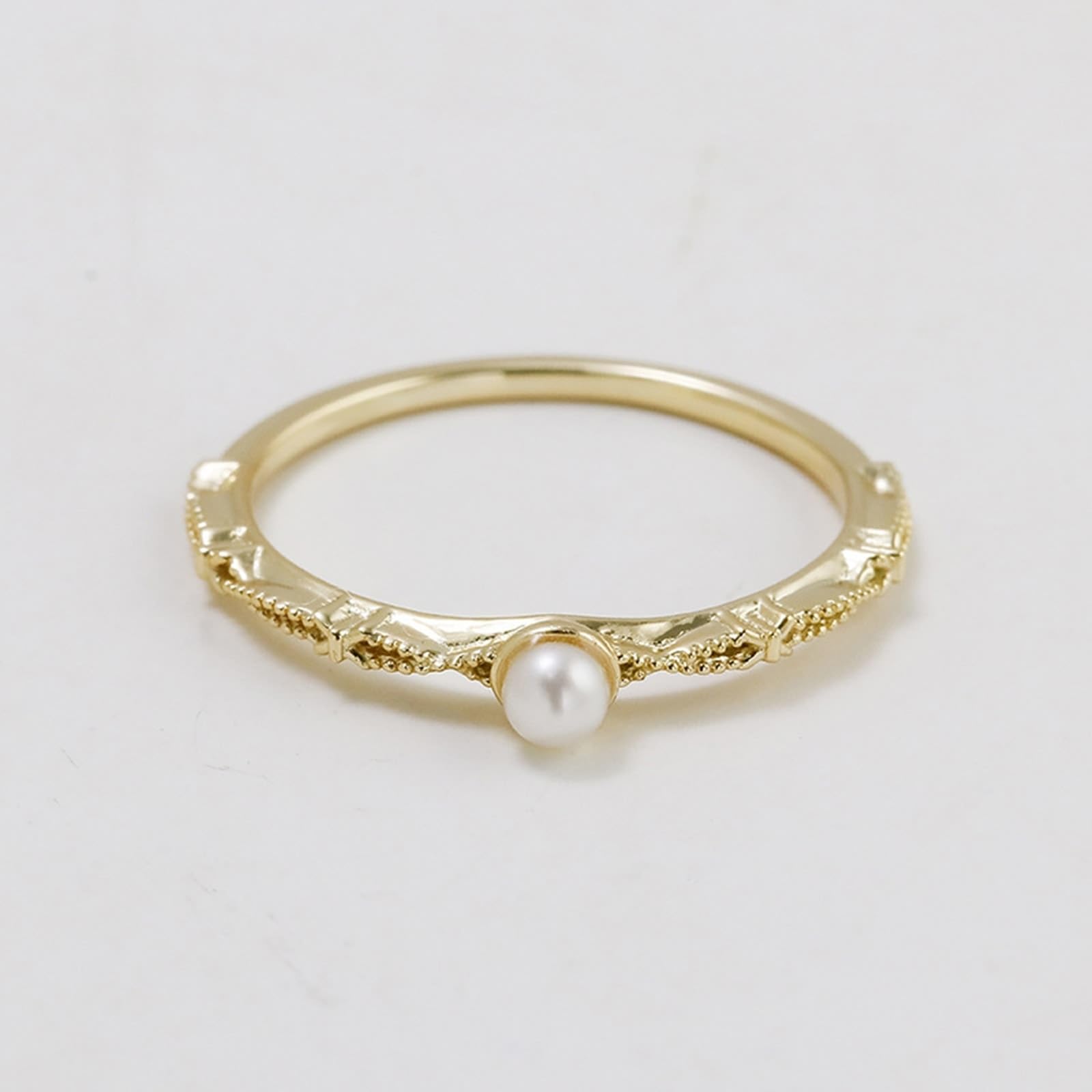 Anello di fidanzamento in vero oro giallo 9 K/14 K/18 K, con perla, solitario