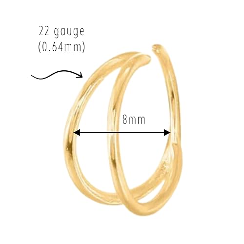 Miniatura 4 de Sweet Body 925 Sterling Silver 18K Gold Plated Double Hoop Single Piercing Nose Ring - Eye-Catching and Elegant Nose Hoop for a Glamorous Look"22G