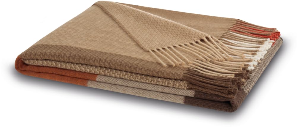 biederlack Plaid mit Fransen Desire Farbe Camel Größe 130 x 170