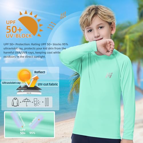 GarBull Kinder UV Shirt UPF50+ Schwimmshirt Badeshirt Langarm Schnelltrocknend Rashguard Rash Vest für Jungen
