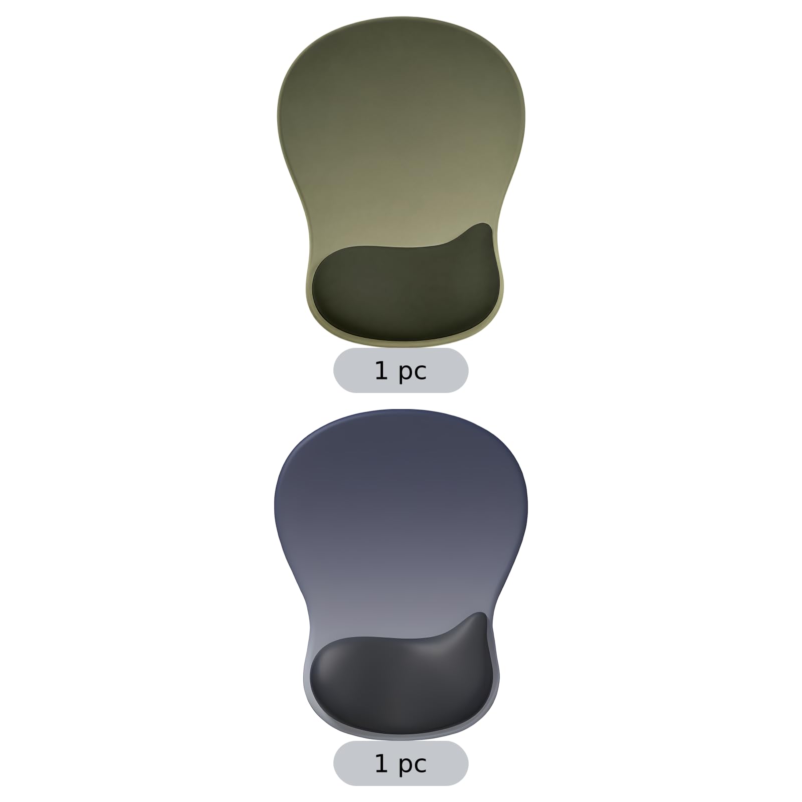 2er Pack Mauspad mit Handballenauflage, ergonomische weiche Gel-Unterstützung, rutschfeste Basis, verdickte Handgelenkstütze für Homeoffice und Gaming-Schreibtisch, Blau-Schwarz-Verlauf