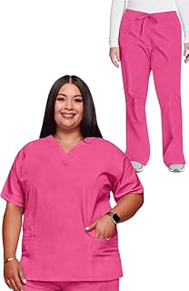 Conjunto de uniforme médico para mujer, ajuste tradicional, manga dolman, cuello en V, 4700, tiro natural, pierna acampanada, pantalón con cordón 4101