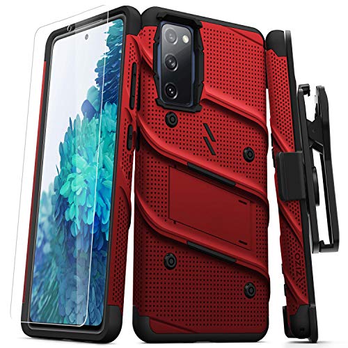ZIZO Bolt Series Case for Galaxy S20 FE with Screen Protector and Stand - Red/Black
