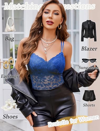 Image of Avidlove Lace Bralette for Women V Neck Camisole Lingerie Spaghetti Strap Tube Slim Tank Top