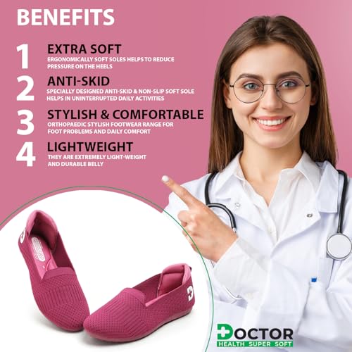 Image of DOCTOR HEALTH SUPER SOFT Women's Memory Foam Walking & Running Shoes | Lightweight Slip-On Sneakers for Gym, Training, Casual & Everyday Use | Flexible, Soft Cushion Athletics for Ladies & Girls