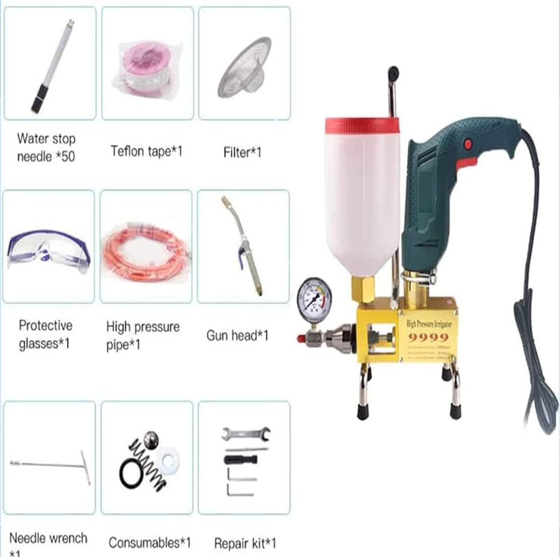 Pistola elettrica per malta da 910 W, spruzzatore portatile per stuccatura e sigillatura per edilizia e decorazione.