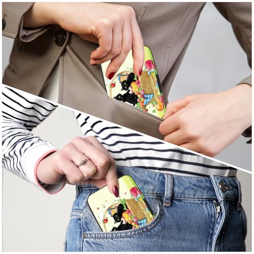 Image of Credit Card Holder, Mini Aluminum Card Wallet RFID Blocking Slim Metal Hard Card Case for Women Men, Fruit Cat