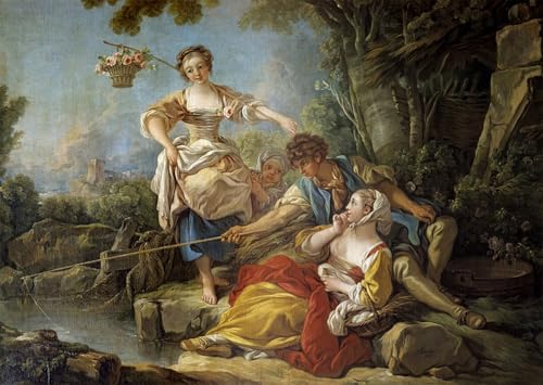 Art Tableau Pêche à la ligne François Boucher Impression Sur Toile Décoration Murale 60x90cm