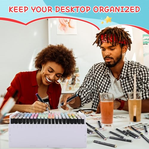Image of Marker Pen Organizer Holder, Art Marker Storage Rack for Colored Pens Pencils Brushes Adjustable Craft Art Supply Storage for Desk Organizer (300 Slots)