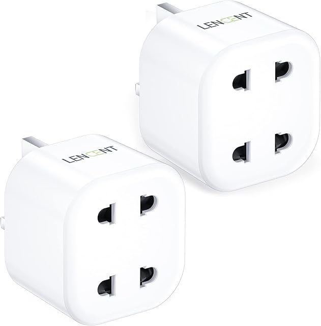 Shaver Plug Adaptor, LENCENT UK 2 Pin to 3 Pin 13A Fuse Adapter Plug Socket , Electric Shaver Razor Adaptor Toothbrush Plug for Epilators Bathroom- White, 2 Pack