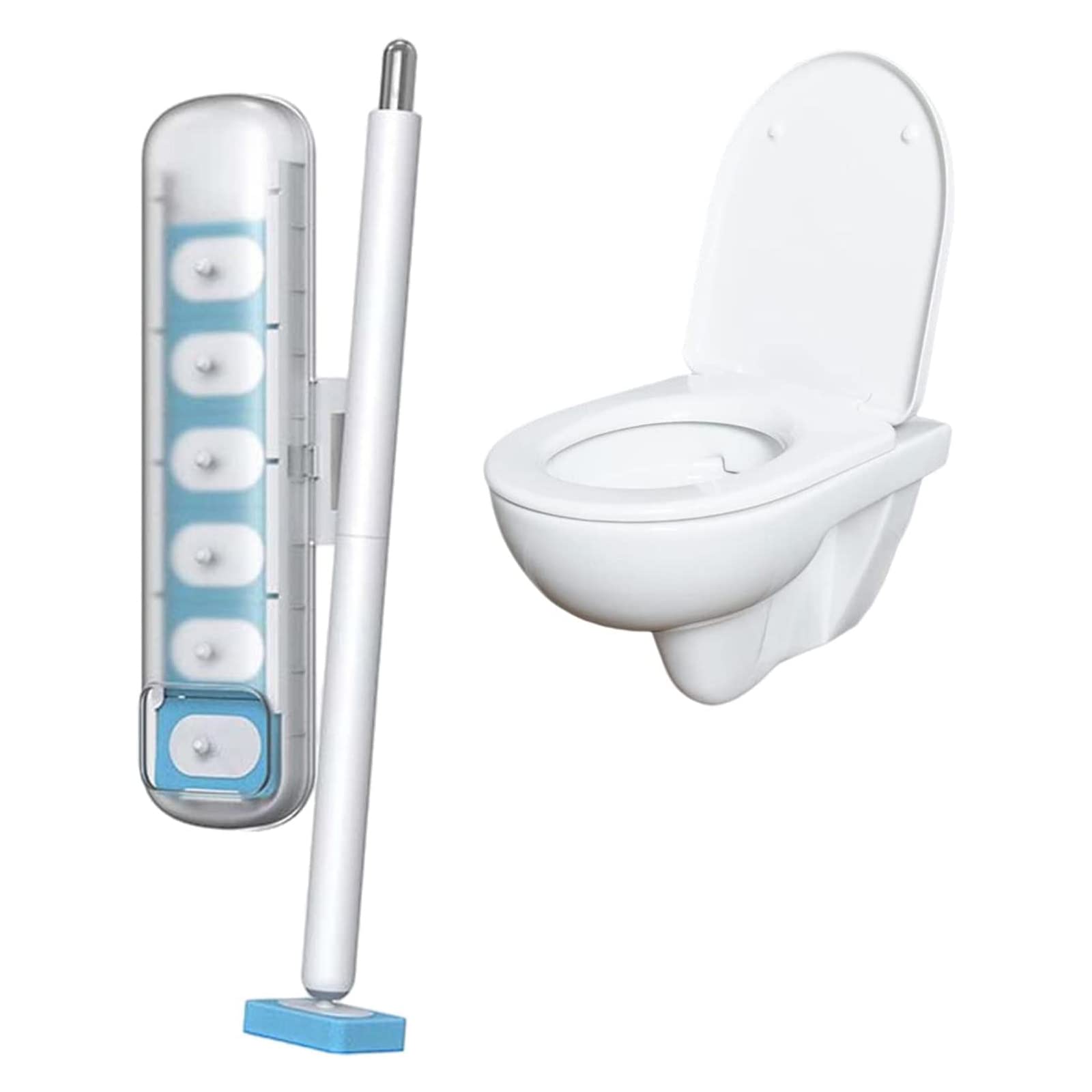 Set scopino per WC USA e Getta con Supporto, Pulizia Senza Angolo Morto per WC, testine sostituibili, Strumento per la Pulizia della casa Senza Sforzo - Nero