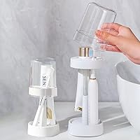 Vista 1 de 1 soporte para cepillos de dientes con tapa/taza y 2 ranuras, soportes para cepillos de dientes eléctricos de altura ajustable para baños