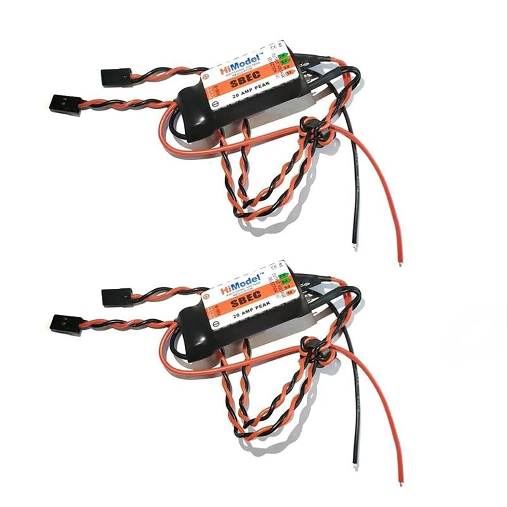 SPARKHOBBY HiModel 20A BEC Servo Power Supply 2-12S Lipo Output Voltage 7.4V / 8.4V / 9V / 12V for Remote Control Drones Racing Robot Model (2PCS 20A BEC 7-12V)