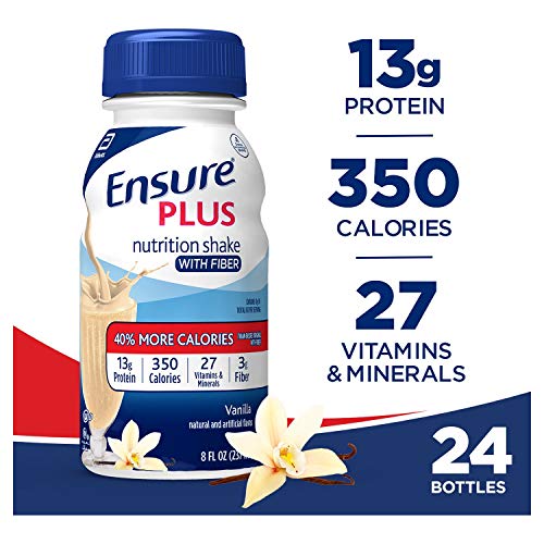 Ensure Plus Nutrition Shake with Fiber, 13g High-Quality Protein, Meal Replacement Shakes, Vanilla