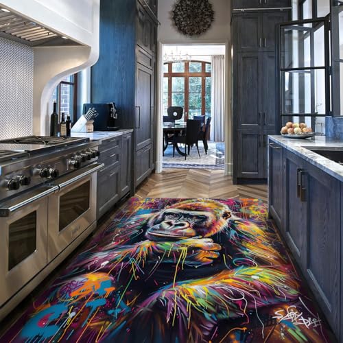 Tapis imprimé singe chimpanzé graffiti 100x150 cm pour entrée de maison