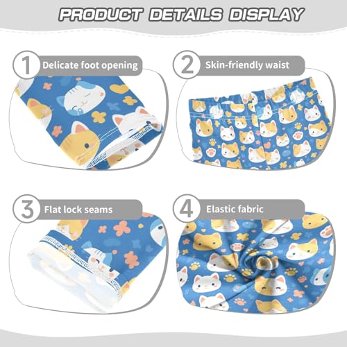 KLL Funny Cute Colorful Faces of Cats on Blue Toddler Baby Girl Basic Leggings Fashion High Waisted Yoga Pants Sports3