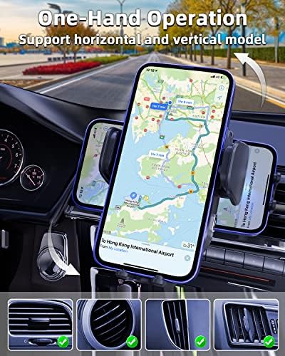 Lekente Wireless Car ChargerQi 15W Fast in Car Phone Holder Wireless Charger, Automatic Sensor Phone Holder Vent Mount Compatible with All iPhone 14/12/13 Pro Max Mini Android Samsung Smartphones
