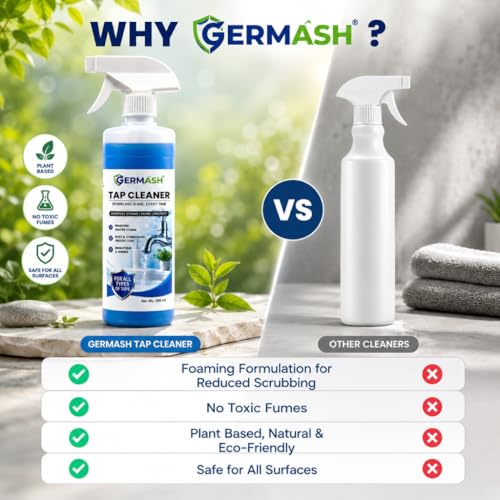 Image of Tap Cleaner & Limescale Remover 500ml | Removes Hard Water Stains, Calcium Deposits & Rust Marks in 60 Seconds | Descaler for Taps, Faucets, Showers, Tiles, Mirrors & Bathroom Fittings | Shine Formula