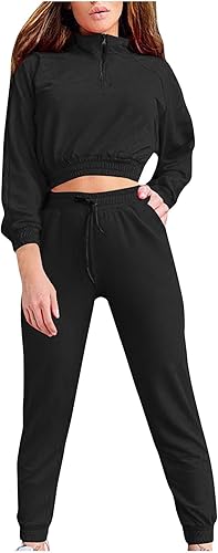 Conjunto chándal dos piezas mujer sudadera manga larga pantalones chándal traje deportivo sólido conjuntos 2 piezas