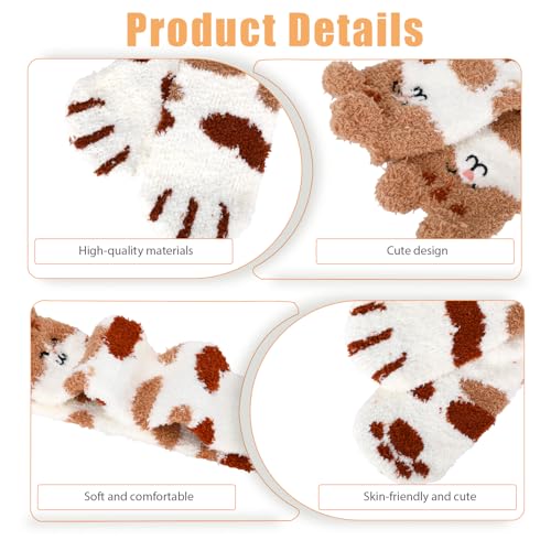 Fuzzy Socks for Women,Soft Cat Paw Socks,Cute Animal Winter Warm Fuzzy Slipper Sock,Funny Gifts for Pet Lovers3