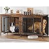 EasyCom 78 Inch Dog Cage Furniture for 2 Dogs Extra Large Double Dog Crate Furniture Large Breed XXL Thick Wooden Dog Crate Furniture TV Stand Sturdy Dog Kennel Furniture Dog Crate with Divider