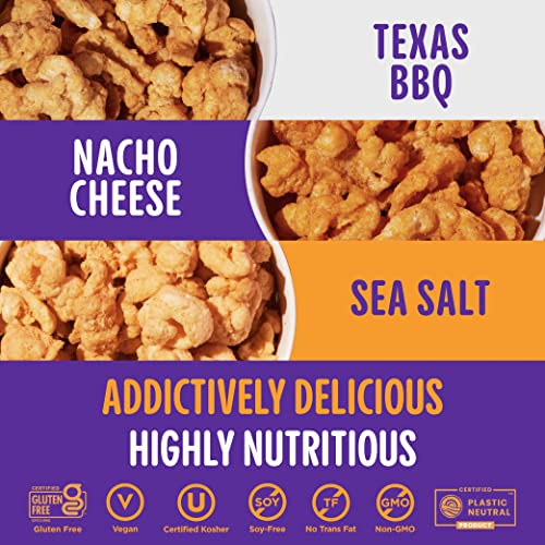 Outstanding Foods Pig Out Crunchies Plant-Based Protein Snacks - Variety Pack: Sea Salt, Texas Bbq, Nacho Cheese Flavors - Baked Not Fried - No Gluten, No Soy, No Trans Fat, Non-Gmo - 3.5 Oz, 3 Pack #TOP4