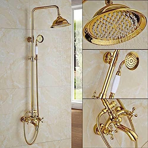 Système de douche de bain doré pour créer un espace spa moderne avec jet cascade