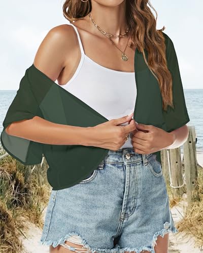 Image of ZNVGIRL Women Shrug Chiffon Cardigans Open Front Short Sleeve Bolero for Evening Dressy 2026