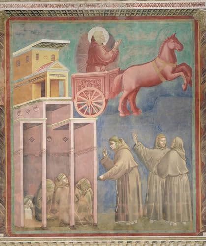 Affiche toile Giotto Di Bondone - Impression d'art Saint apparaît dans un char de feu 60x90cm