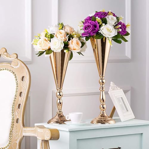 Jarrones de trompeta decorativos para centros de mesa de comedor hogareño 4