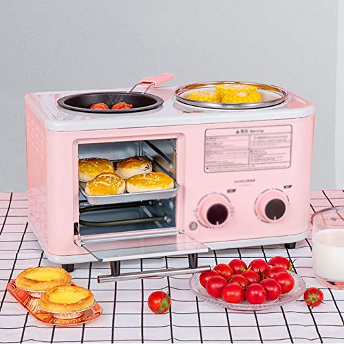 Forno Elettrico 3 in 1 per la Colazione, Mini tostapane per Pane, frittata, Padella, pentola Calda, vaporiera.,