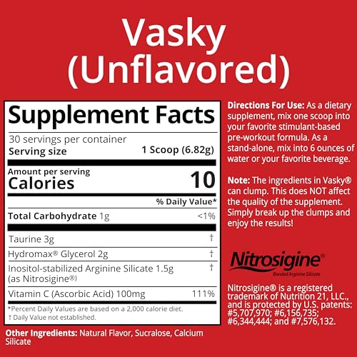 Image of MTS Nutrition Vasky Non-Stimulant Pump Inducer - Muscle Saturating Preworkout - 30 Servings Unflavored