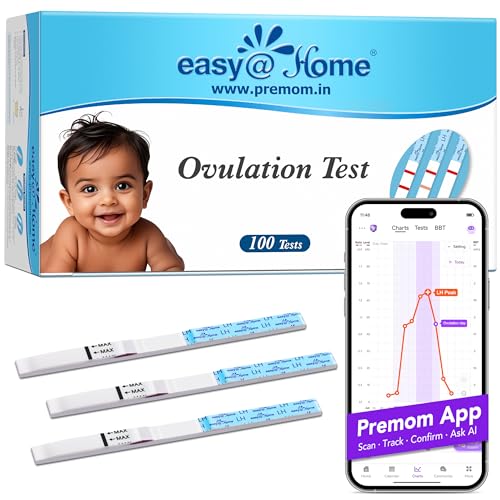 Image of Easy@Home Ovulation Test Kit: 100 Pack LH Strips for Women Planning Pregnancy - Precise & Quick 5-Minute LH Detection - Convenient Home Testing with Fertility Tracker Premom App Support