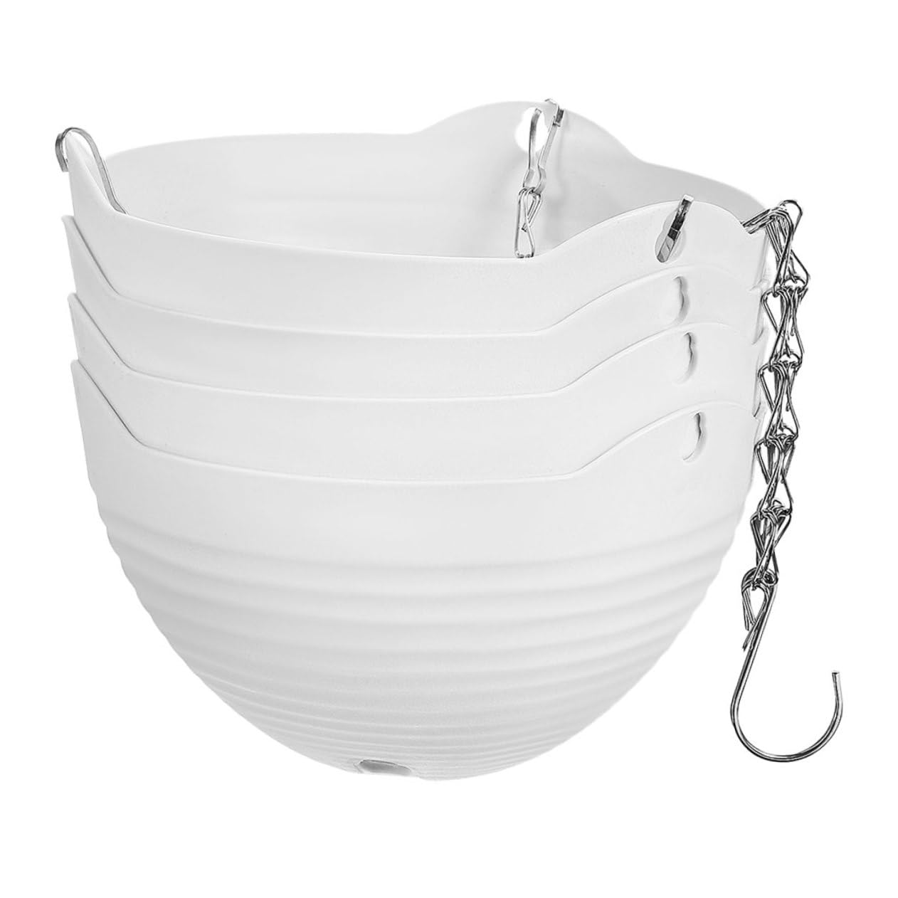 4 grands paniers suspendus blancs en PVC pour plantes d'intérieur Mikikit