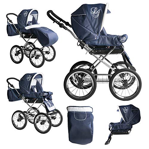 Bebebi Loving | 2 in 1 Kombikinderwagen | Nostalgie Kinderwagen | Farbe: Blue Ardent