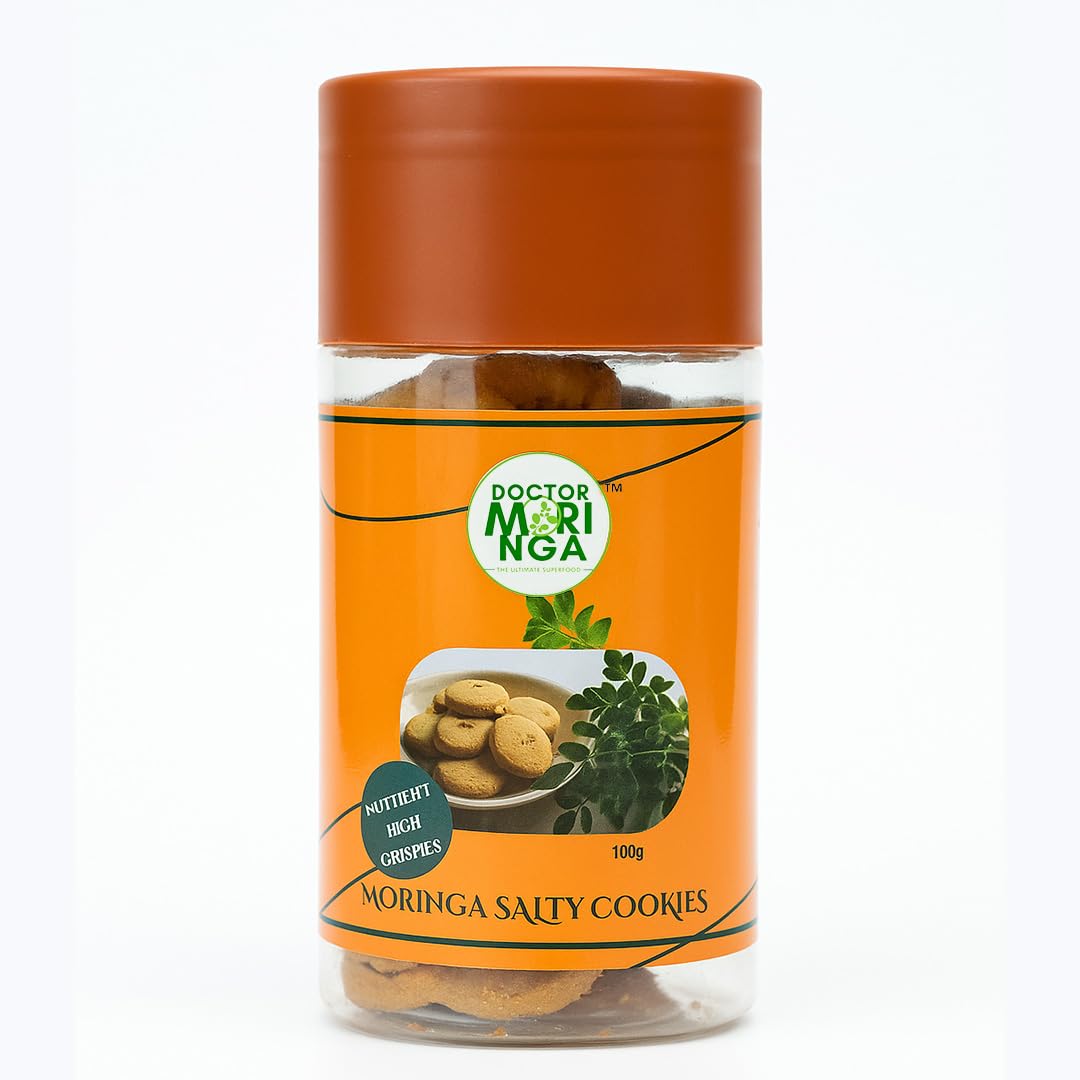 DOCTOR MORINGA Healthy Salty Cookies -100gm Tea Time Snacks For Kids & Adult | Made with Moringa Powder & Ajwain Seed, Ideal for Travel & Lunch| Bakery Digestive Biscuits | Pack 1-image-5
