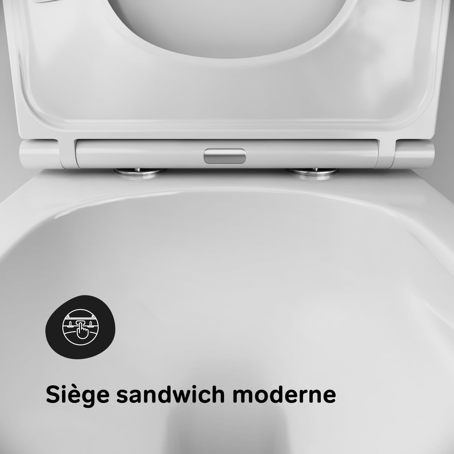 AM.PM Spirit V2.0 – AquaSpin Wand WC spülrandlos | Hänge WC mit Toilettendeckel mit Absenkautomatik | Duroplast Klo Sitz | Spülrandloses Hänge WC Set | Kompatibel mit Vorwandelement | Weiß 48,5 cm
