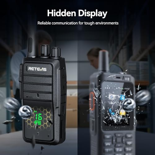 Image of Retevis RT21H 2 Way Radio Long Range, Walkie Talkies for Adults, Hidden Display, Heavy Duty Rechargeable Two Way Radios with Six-Way Charger, for Manufacturing Education Security(6 Pack)