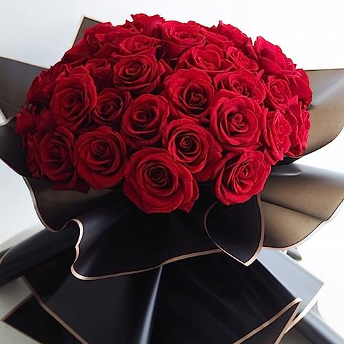 Image of Oasis - 20 Sheets Korean Style Waterproof Premium Bouquet Wrapping Sheet (58cm x 58cm) | Green With Golden Border Line Flower Wrapping Paper | Elegant packaging for bouquet, Gift Wrapping & More