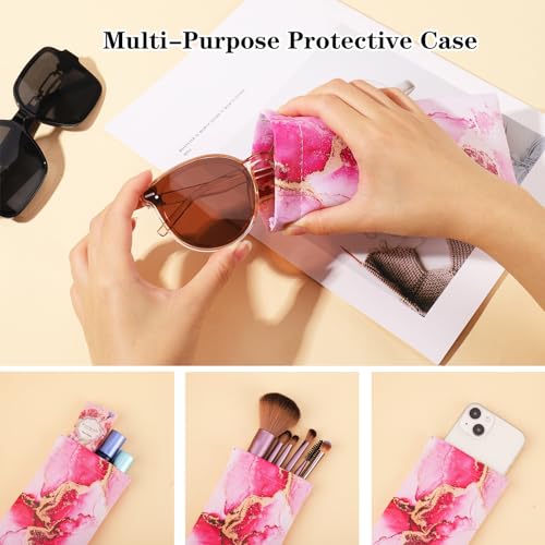 Image of 3 Pack Soft Glasses Case, Eyeglass Case Leather Sunglass Case, Portable Glasses Pouch for Women Men Kid