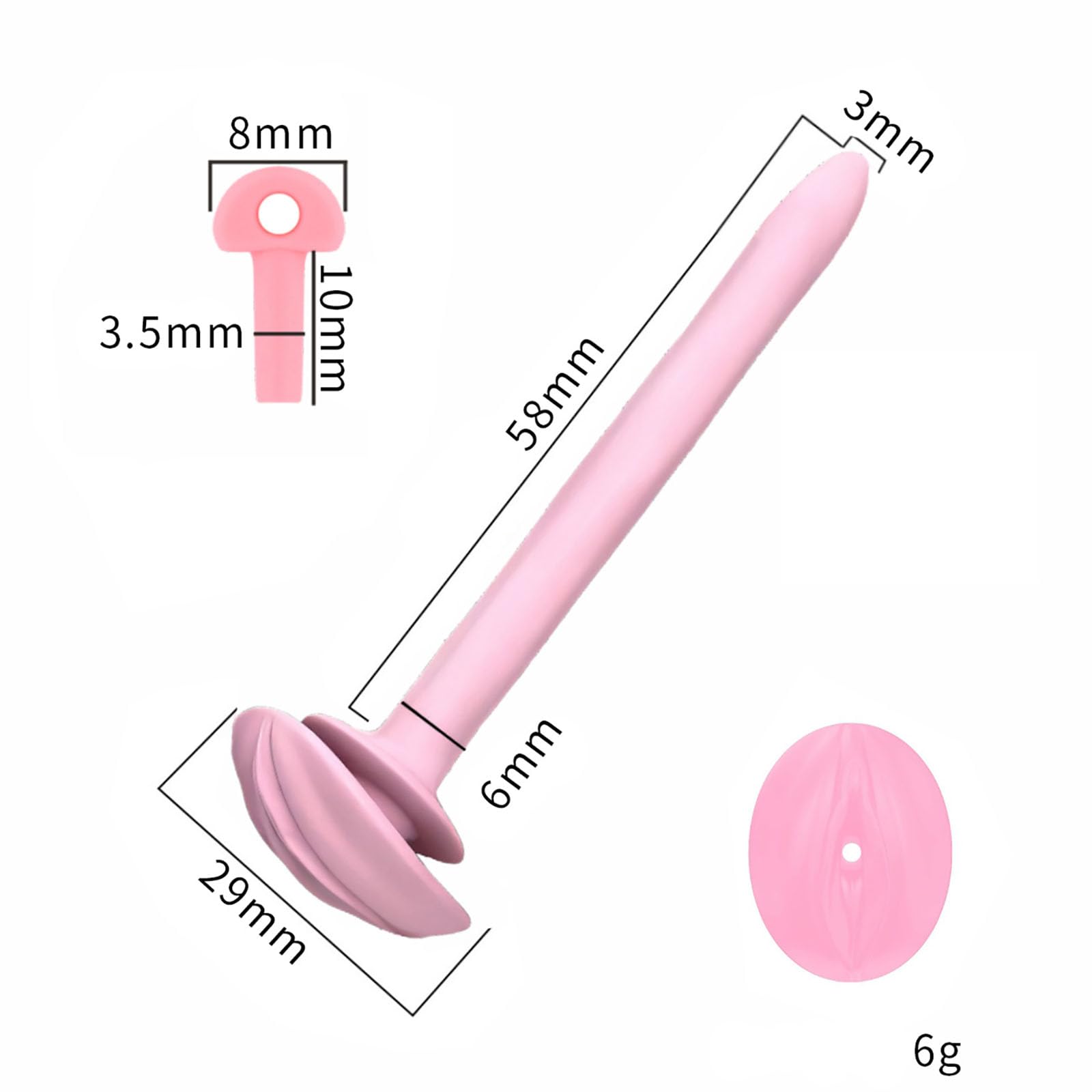 Gabbia Per Pene in Silicone Da 6 Mm Plug Per Pene Con Design Anti-sissy Dilatatore Uretrale Catetere Giocattolo Sessuale Estremo Per Uomini (Pink)