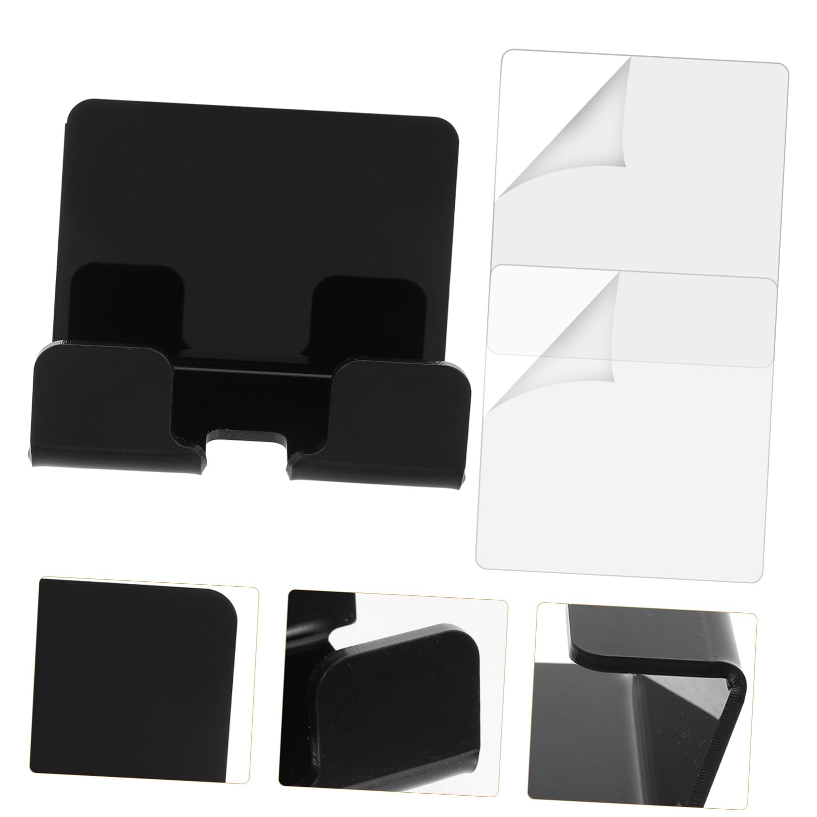 Mikinona 5 Piezas Soporte De Pared para Teléfono Móvil Estante para Tabletas De Montaje En Pared Soporte para Teléfono Autoadhesivo Soporte para Teléfono Inteligente Muro Acrílico Black