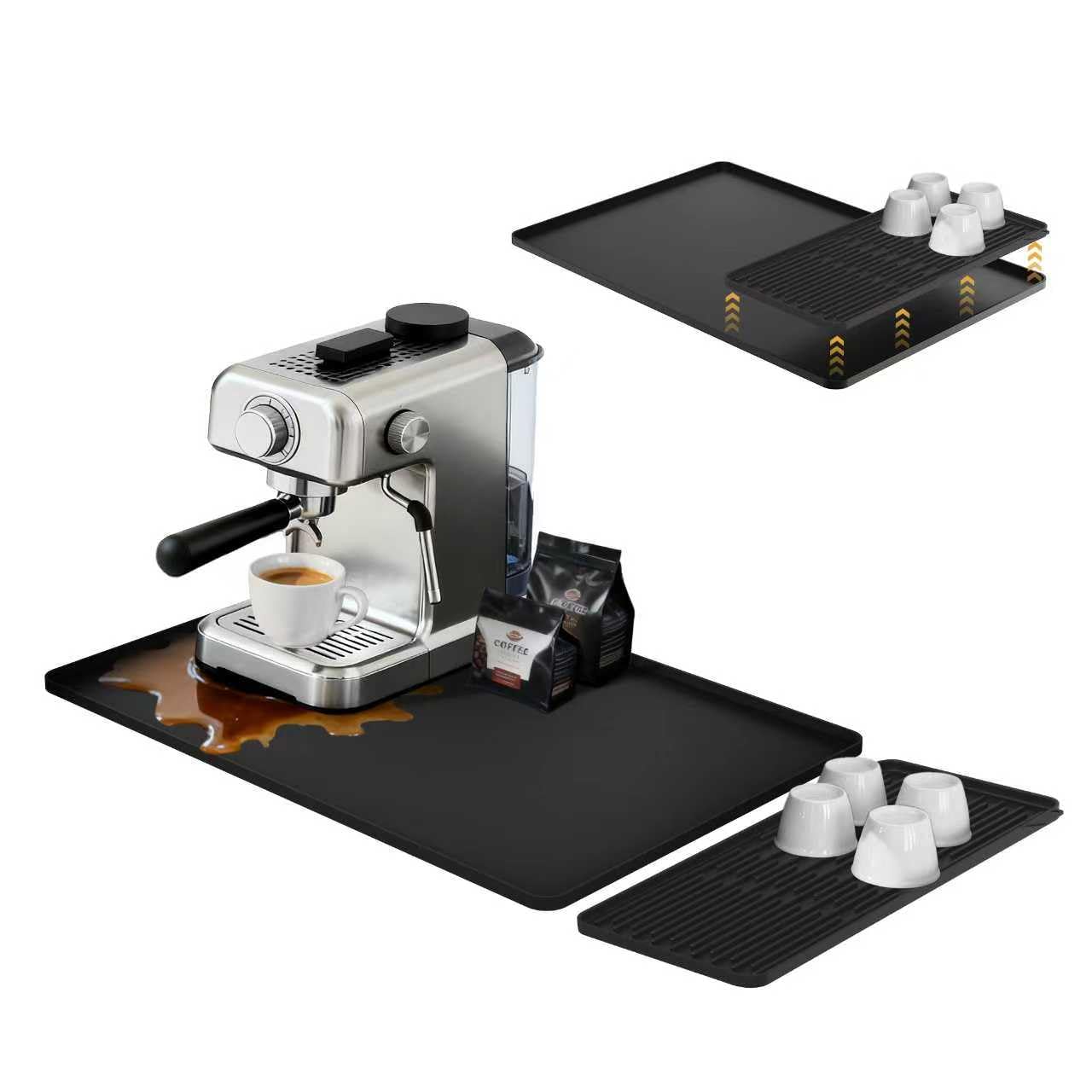 61 x 40,6 cm große Kaffeematte – leicht zu reinigen, langlebig, vielseitig einsetzbar, ideal als Abtropfmatte für Kaffee-Bars und Küchenarbeitsplatten (schwarz)