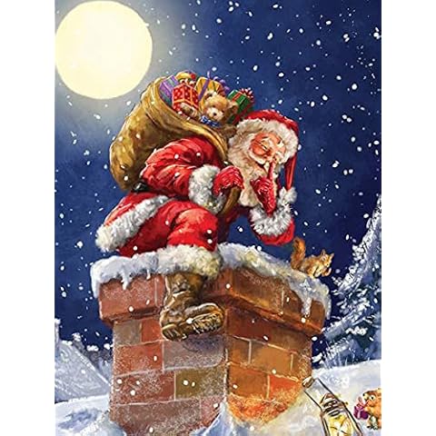 Pentoa 5D Diamond Painting Kit for Adults Christmas, Full Drill Paint with Diamonds Art Santa Claus, Cross Stitch Embroidery Paintings Pictures Crystal Rhinestone Craft for Home Wall Decor30×40cm Cover