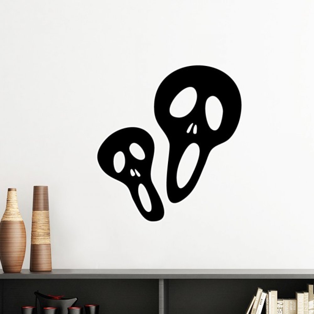 Stickers mural Halloween motif crâne bleu 30cm autocollant amovible pour papier peint chambre
