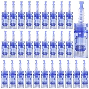 Vaileal 30 stuks microneedling: 12 pinnen microneedling naalden vervanging dermapen micronaald, micronaalden naaldpatronen micro elektrische dermapen voor het verwijderen van acne, littekens en