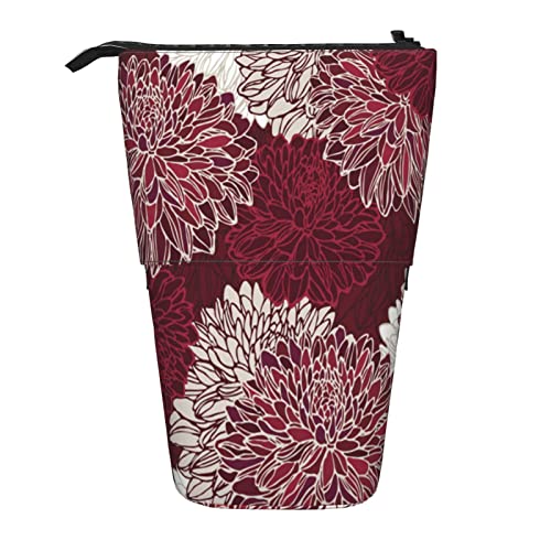 Grand organiseur télescopique pour crayons avec fermeture éclair et motif carrelage mural pour enfants., Fleur - Rouge, Taille unique, Sac à dos enfant