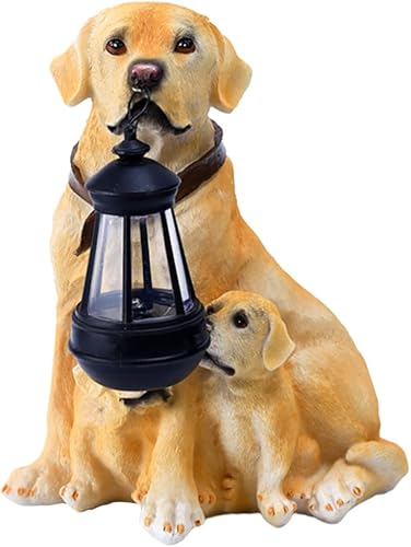 Luces decorativas para perros, luces LED solares para exteriores, estatua de noche, estatua con luces solares, estatua de perro de jardín,