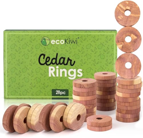 ecoKiwi Cedar Rings Moth Repellent, 28 Pack